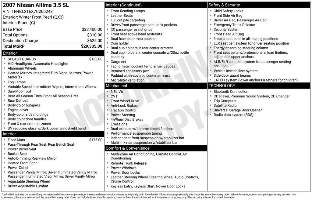 nissan altima 2007 1N4BL21EX7C200243 image nissan altima 2007 1N4BL21EX7C200243 image