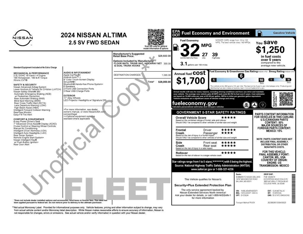 nissan altima 2024 1N4BL4DV6RN333371 image nissan altima 2024 1N4BL4DV6RN333371 image