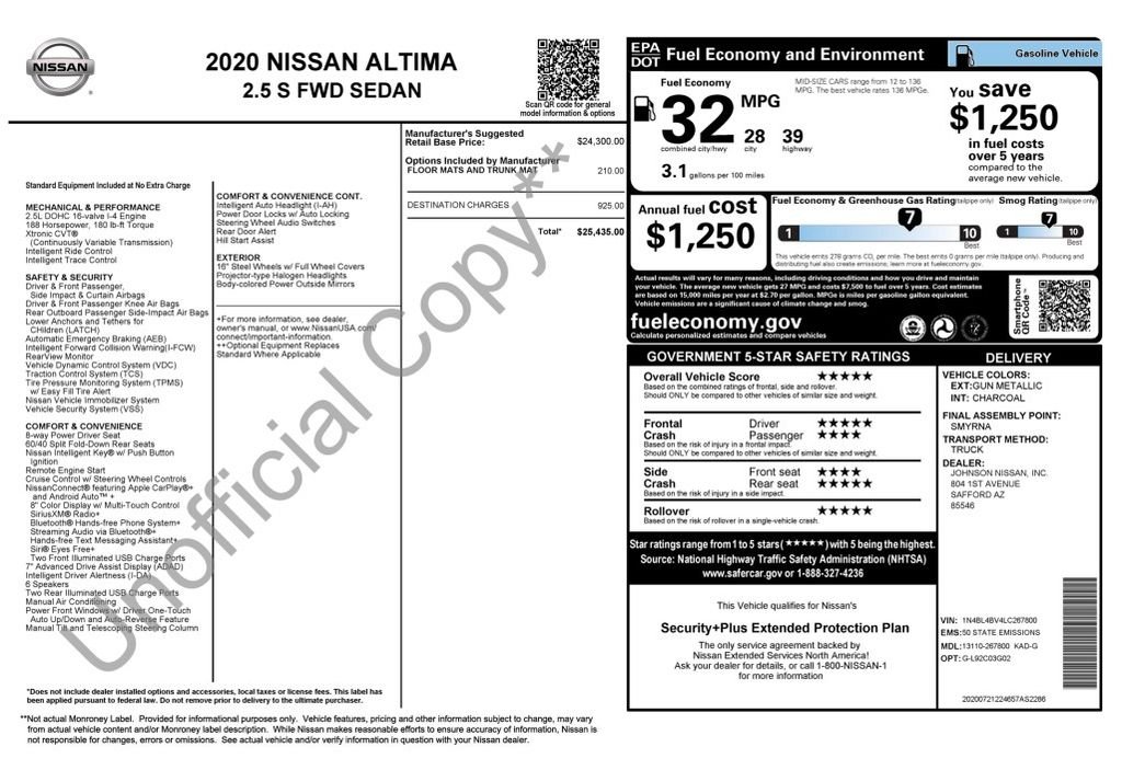 nissan altima 2020 1N4BL4BV4LC267800 image nissan altima 2020 1N4BL4BV4LC267800 image