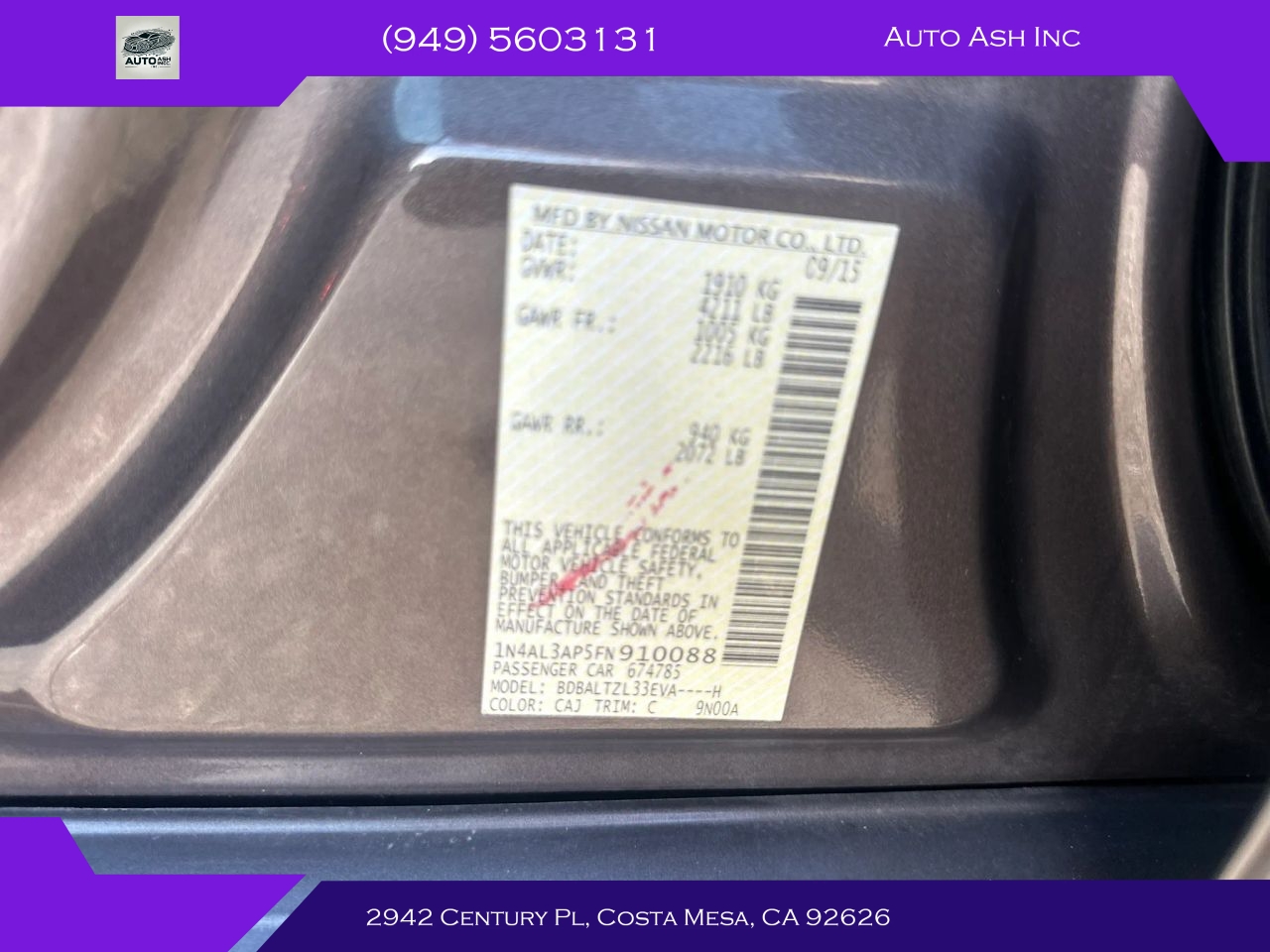 nissan altima 2015 1N4AL3AP5FN910088 image nissan altima 2015 1N4AL3AP5FN910088 image