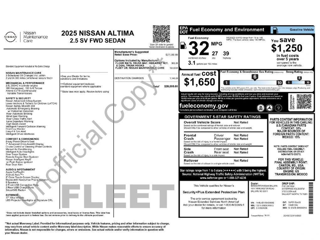 nissan altima 2025 1N4BL4DV1SN308092 image nissan altima 2025 1N4BL4DV1SN308092 image