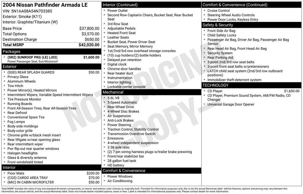 nissan armada 2004 5N1AA08A54N703385 image nissan armada 2004 5N1AA08A54N703385 image