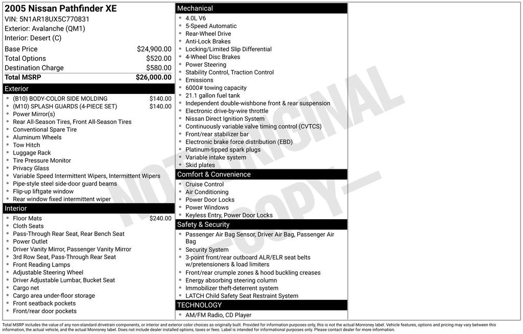 nissan pathfinder 2005 5N1AR18UX5C770831 image nissan pathfinder 2005 5N1AR18UX5C770831 image