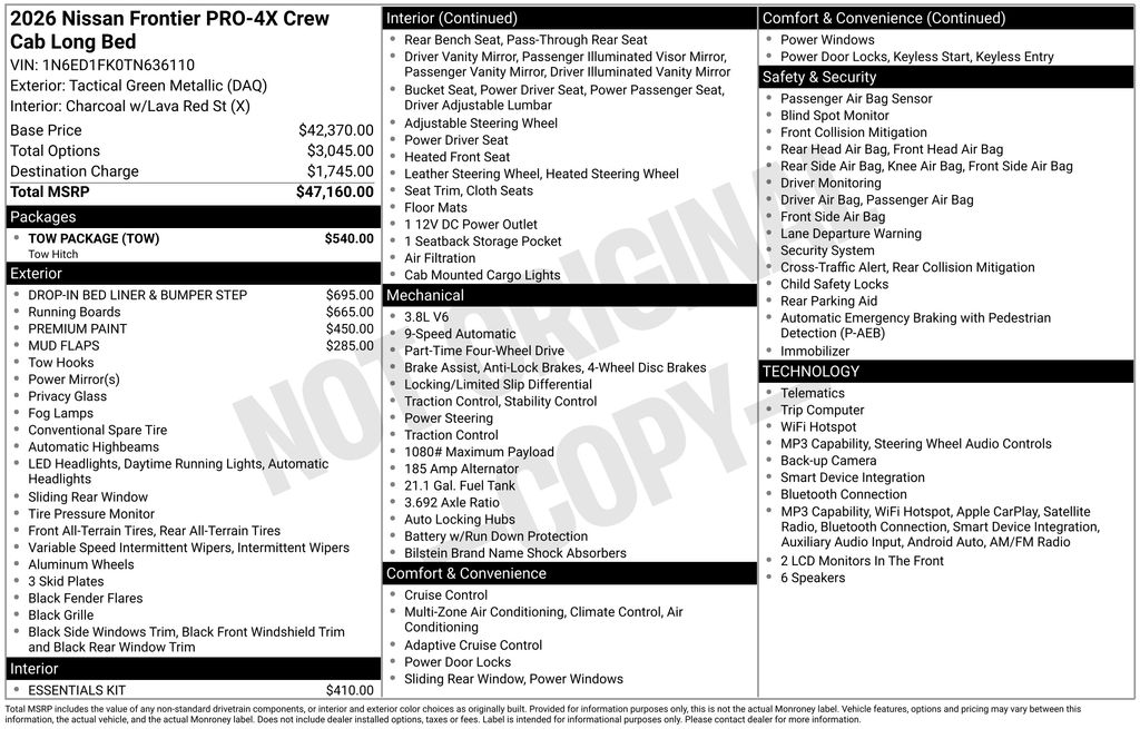 nissan frontier 2026 1N6ED1FK0TN636110 image nissan frontier 2026 1N6ED1FK0TN636110 image