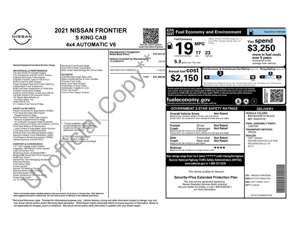 nissan frontier 2021 1N6ED0CF1MN703204 image nissan frontier 2021 1N6ED0CF1MN703204 image