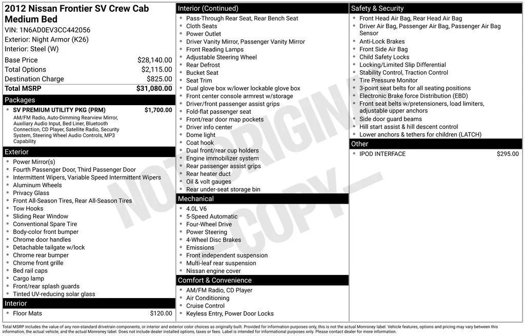 nissan frontier 2012 1N6AD0EV3CC442056 image nissan frontier 2012 1N6AD0EV3CC442056 image