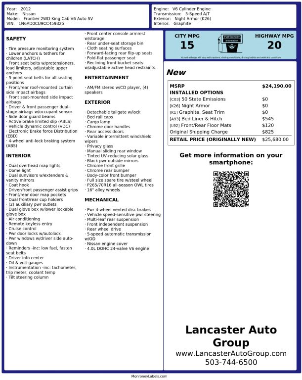 nissan frontier 2012 1N6AD0CU9CC459325 image nissan frontier 2012 1N6AD0CU9CC459325 image