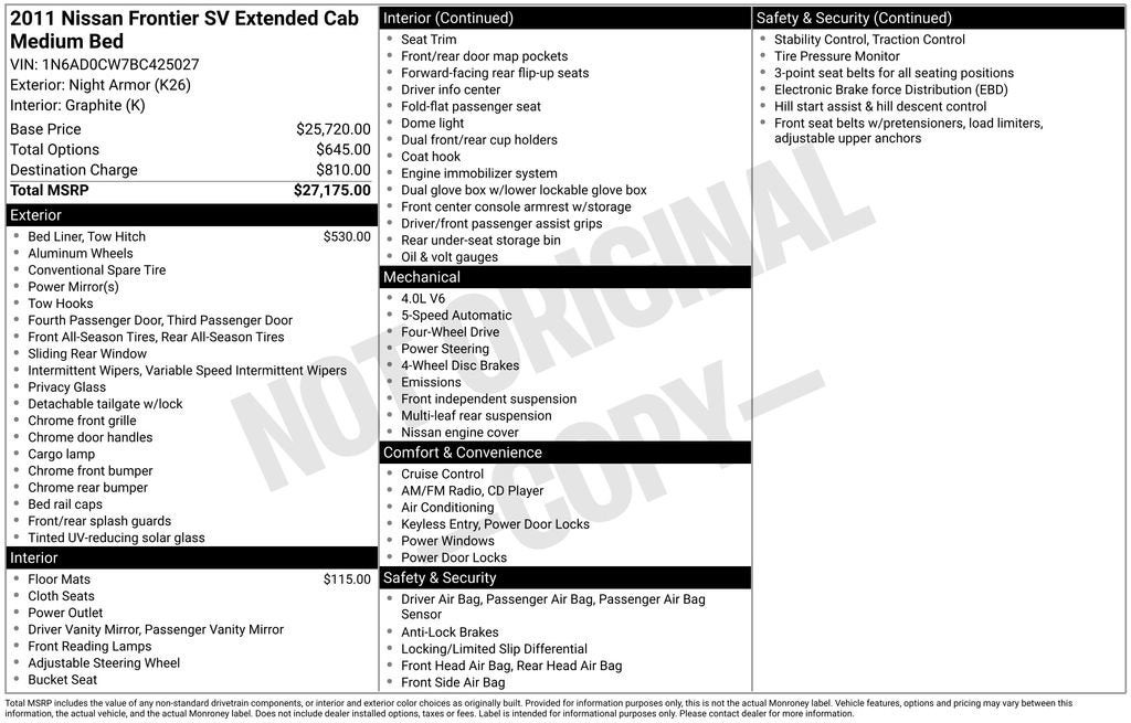 nissan frontier 2011 1N6AD0CW7BC425027 image nissan frontier 2011 1N6AD0CW7BC425027 image