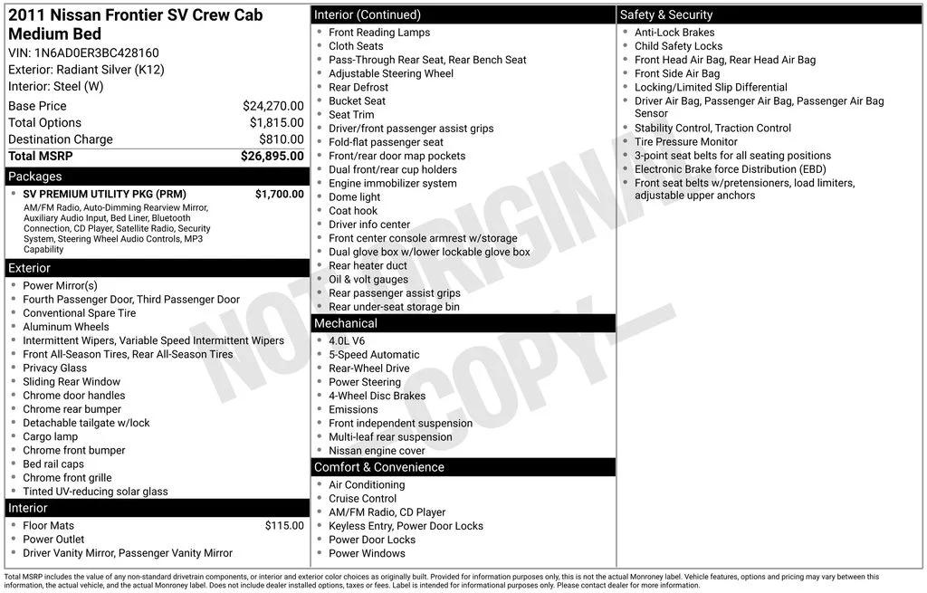nissan frontier 2011 1N6AD0ER3BC428160 image nissan frontier 2011 1N6AD0ER3BC428160 image