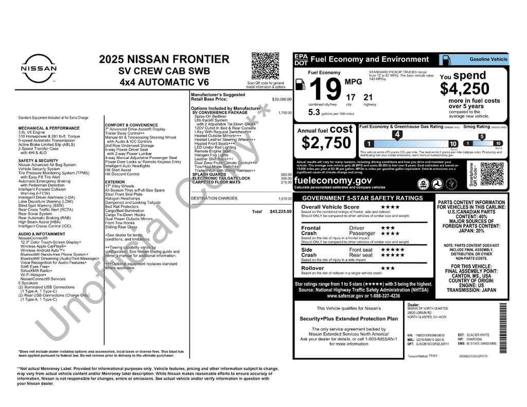 nissan frontier 2025 1N6ED1EK9SN658610 image nissan frontier 2025 1N6ED1EK9SN658610 image