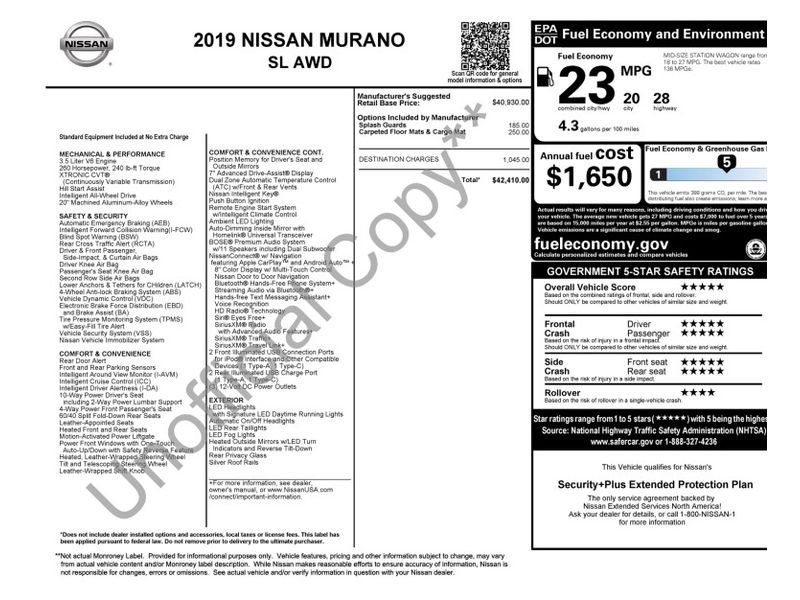 nissan murano 2019 5N1AZ2MS8KN153213 image nissan murano 2019 5N1AZ2MS8KN153213 image