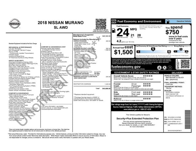 nissan murano 2018 5N1AZ2MH1JN197606 image nissan murano 2018 5N1AZ2MH1JN197606 image