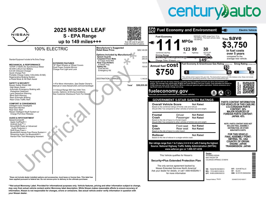 nissan leaf 2025 1N4AZ1BV3SC560014 image nissan leaf 2025 1N4AZ1BV3SC560014 image