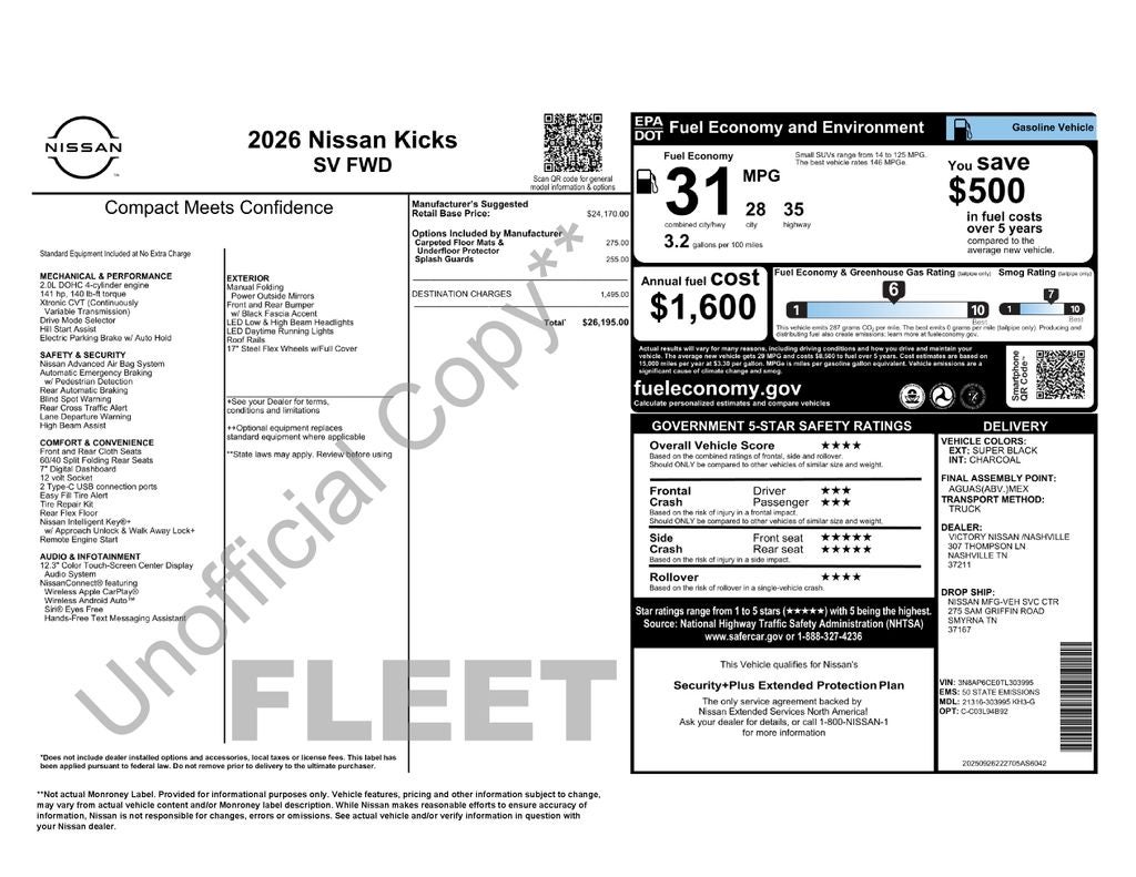 nissan kicks 2026 3N8AP6CE0TL303995 image nissan kicks 2026 3N8AP6CE0TL303995 image