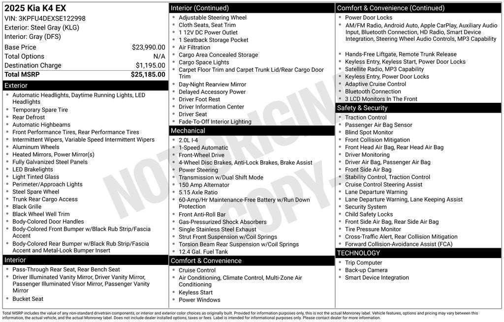 kia k4 2025 3KPFU4DEXSE122998 image kia k4 2025 3KPFU4DEXSE122998 image