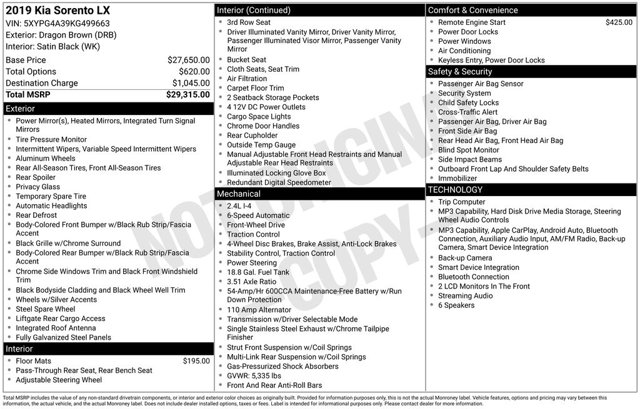 kia sorento 2019 5XYPG4A39KG499663 image kia sorento 2019 5XYPG4A39KG499663 image