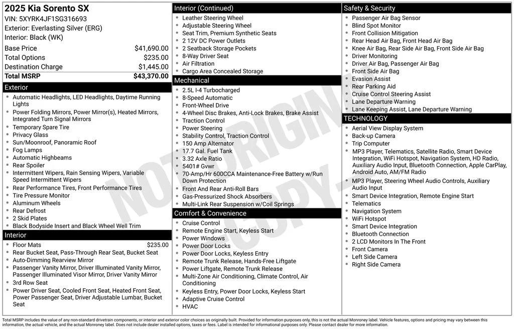kia sorento 2025 5XYRK4JF1SG316693 image kia sorento 2025 5XYRK4JF1SG316693 image