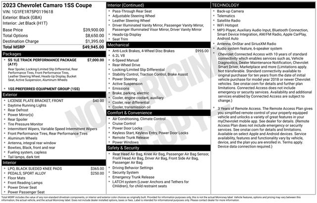 chevrolet camaro 2023 1G1FE1R75P0119618 image chevrolet camaro 2023 1G1FE1R75P0119618 image