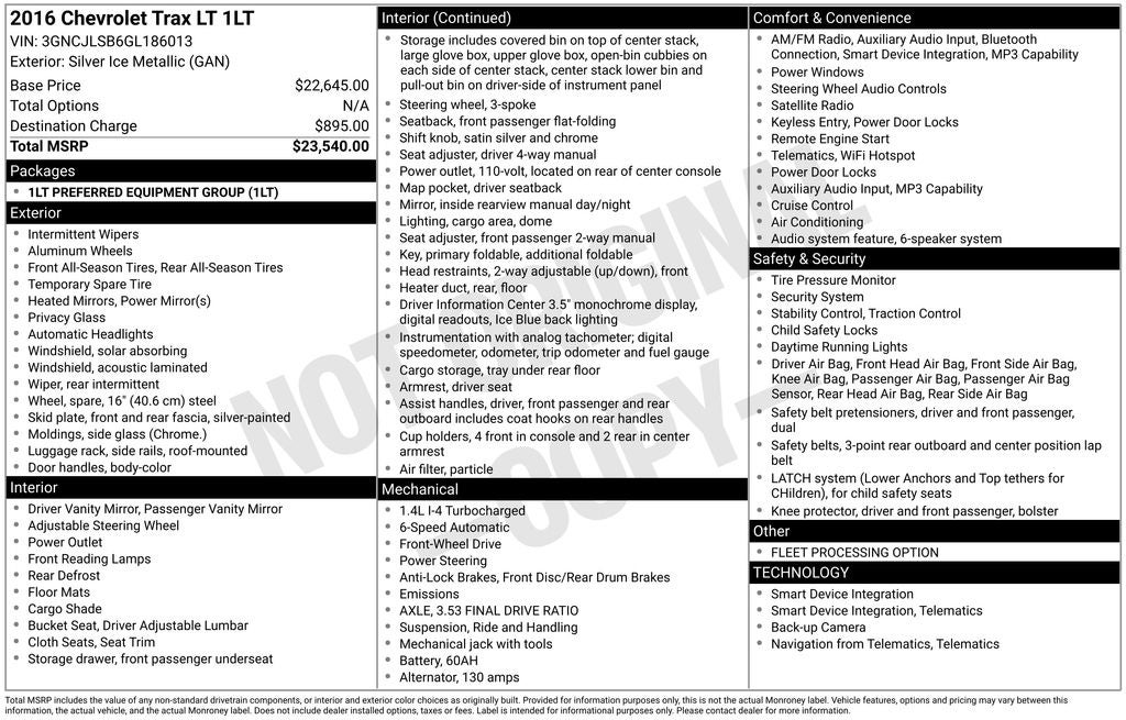 chevrolet trax 2016 3GNCJLSB6GL186013 image chevrolet trax 2016 3GNCJLSB6GL186013 image