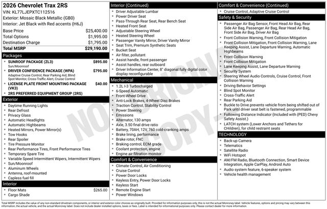 chevrolet trax 2026 KL77LJEPXTC112516 image chevrolet trax 2026 KL77LJEPXTC112516 image