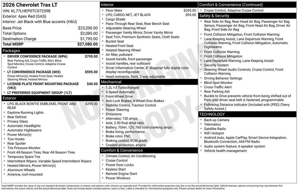 chevrolet trax 2026 KL77LHEP0TC072598 image chevrolet trax 2026 KL77LHEP0TC072598 image