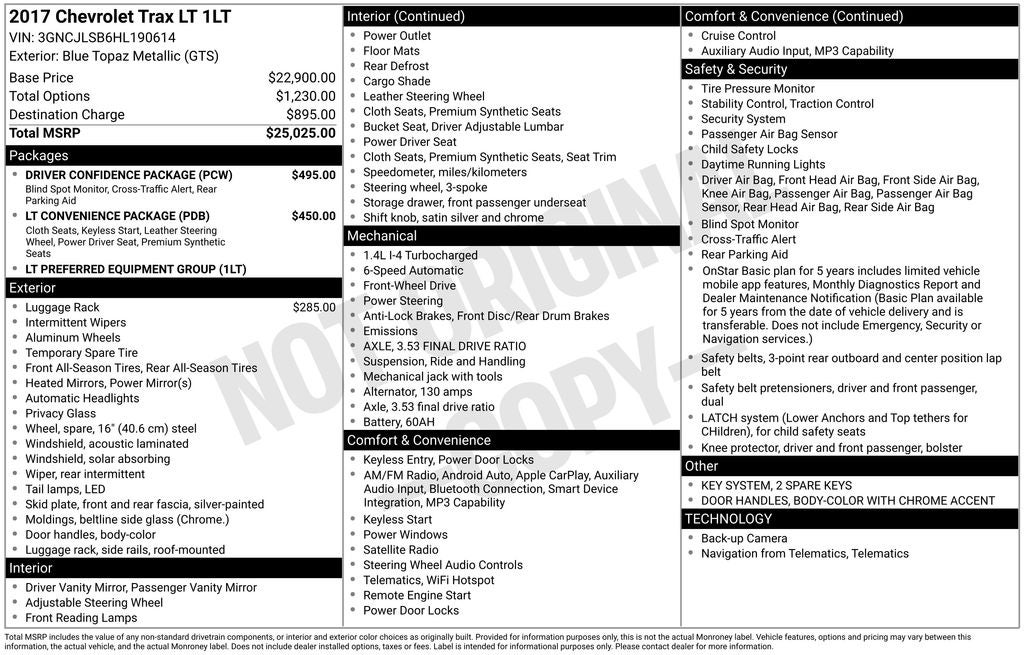 chevrolet trax 2017 3GNCJLSB6HL190614 image chevrolet trax 2017 3GNCJLSB6HL190614 image