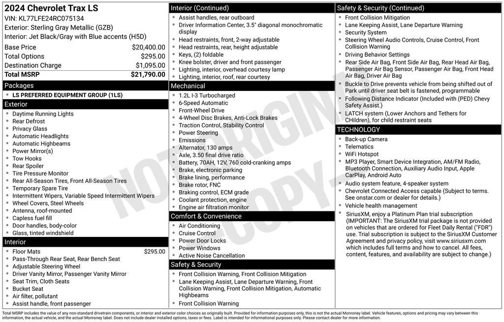 chevrolet trax 2024 KL77LFE24RC075134 image chevrolet trax 2024 KL77LFE24RC075134 image