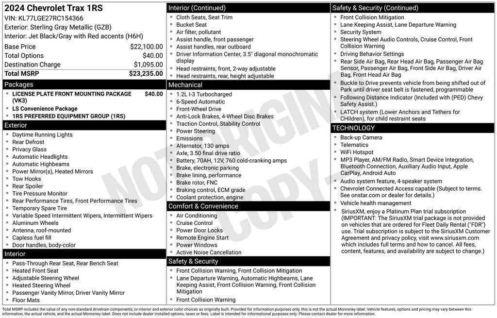 chevrolet trax 2024 KL77LGE27RC154366 image chevrolet trax 2024 KL77LGE27RC154366 image