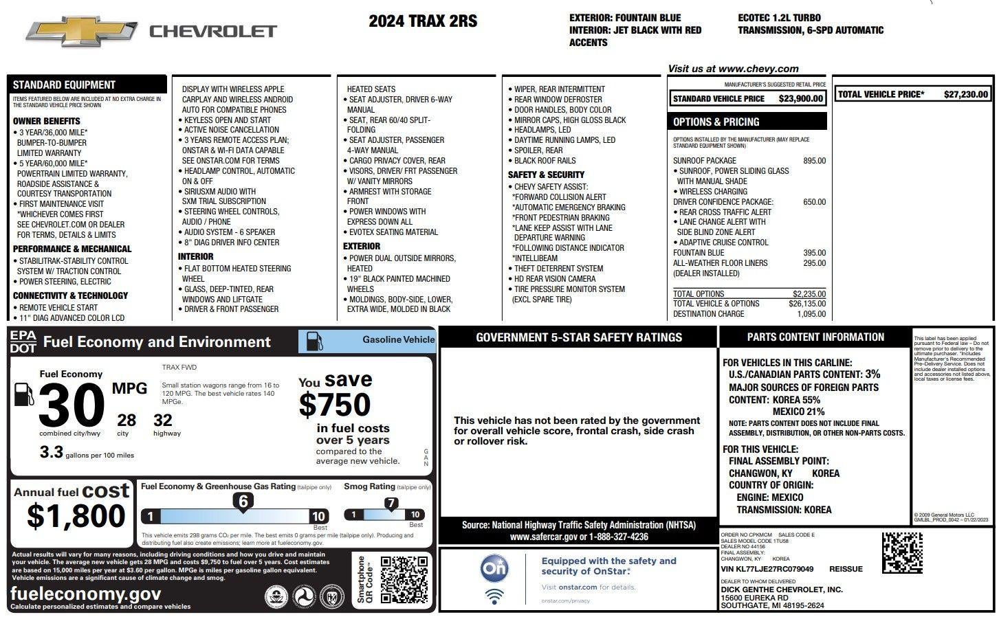 chevrolet trax 2024 KL77LJE27RC079049 image chevrolet trax 2024 KL77LJE27RC079049 image