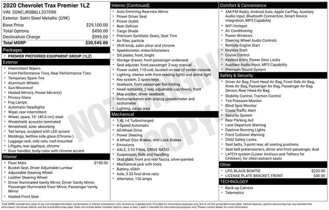 chevrolet trax 2020 3GNCJRSB6LL337090 image chevrolet trax 2020 3GNCJRSB6LL337090 image