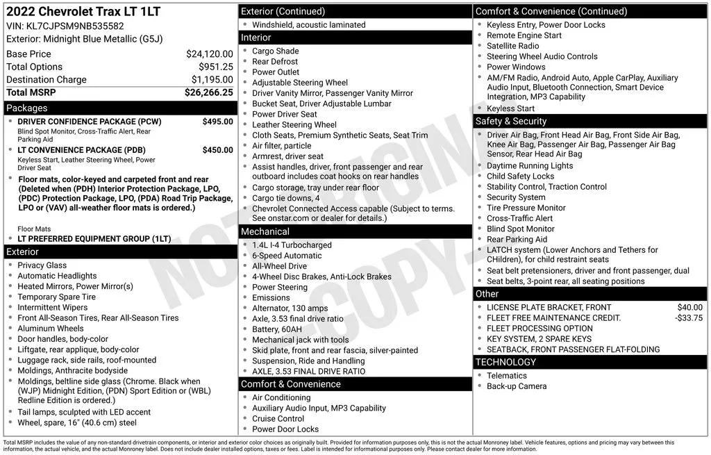 chevrolet trax 2022 KL7CJPSM9NB535582 image chevrolet trax 2022 KL7CJPSM9NB535582 image