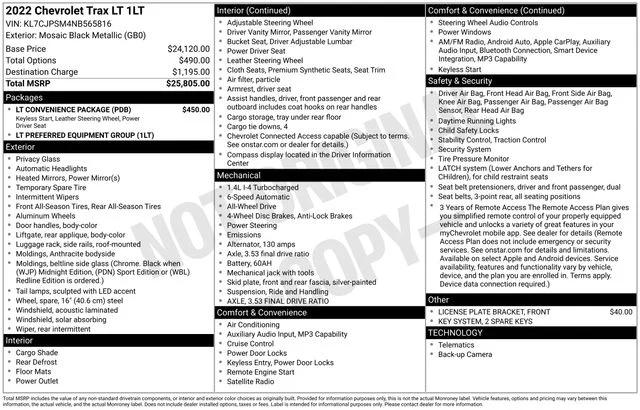 chevrolet trax 2022 KL7CJPSM4NB565816 image chevrolet trax 2022 KL7CJPSM4NB565816 image