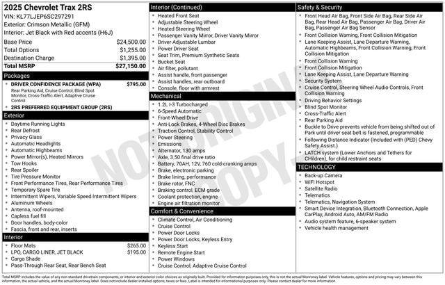 chevrolet trax 2025 KL77LJEP6SC297291 image chevrolet trax 2025 KL77LJEP6SC297291 image