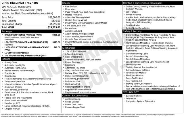 chevrolet trax 2025 KL77LGEP0SC105690 image chevrolet trax 2025 KL77LGEP0SC105690 image