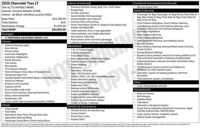 chevrolet trax 2025 KL77LHEP8SC148485 image chevrolet trax 2025 KL77LHEP8SC148485 image