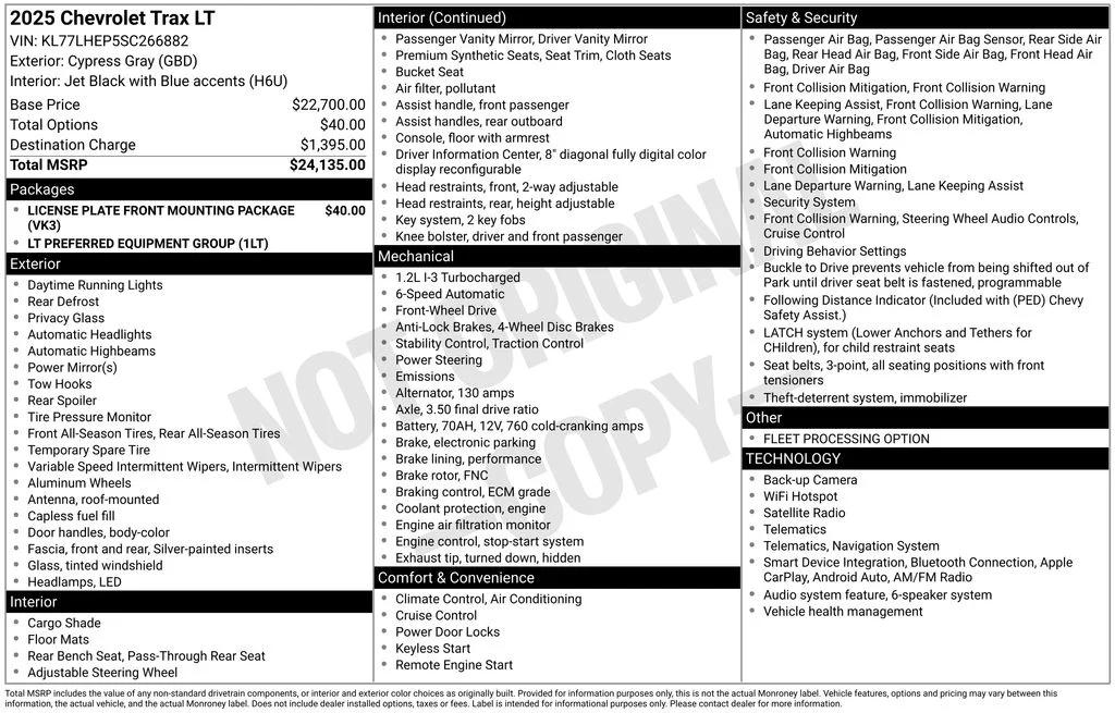 chevrolet trax 2025 KL77LHEP5SC266882 image chevrolet trax 2025 KL77LHEP5SC266882 image