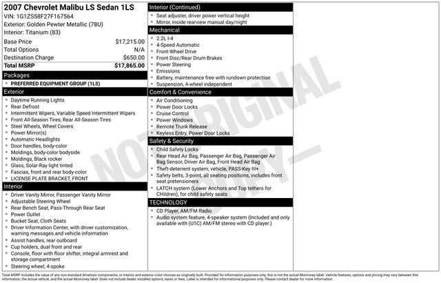 chevrolet malibu 2007 1G1ZS58F27F167564 image chevrolet malibu 2007 1G1ZS58F27F167564 image