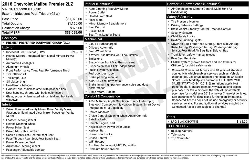 chevrolet malibu 2018 1G1ZE5SX0JF100381 image chevrolet malibu 2018 1G1ZE5SX0JF100381 image