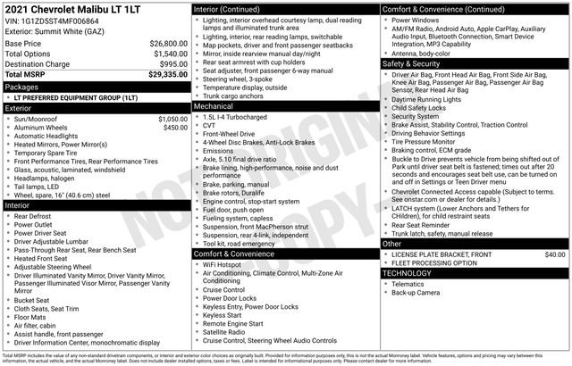 chevrolet malibu 2021 1G1ZD5ST4MF006864 image chevrolet malibu 2021 1G1ZD5ST4MF006864 image