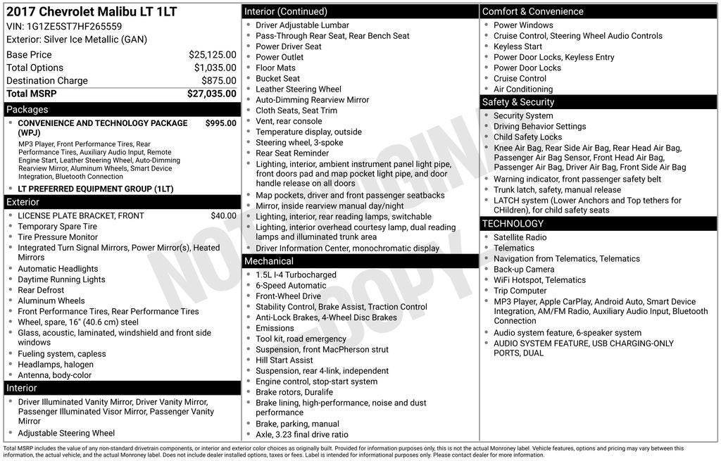 chevrolet malibu 2017 1G1ZE5ST7HF265559 image chevrolet malibu 2017 1G1ZE5ST7HF265559 image