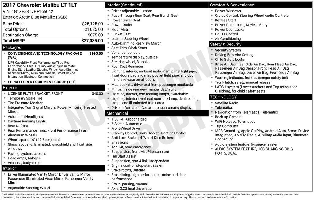 chevrolet malibu 2017 1G1ZE5ST7HF165042 image chevrolet malibu 2017 1G1ZE5ST7HF165042 image