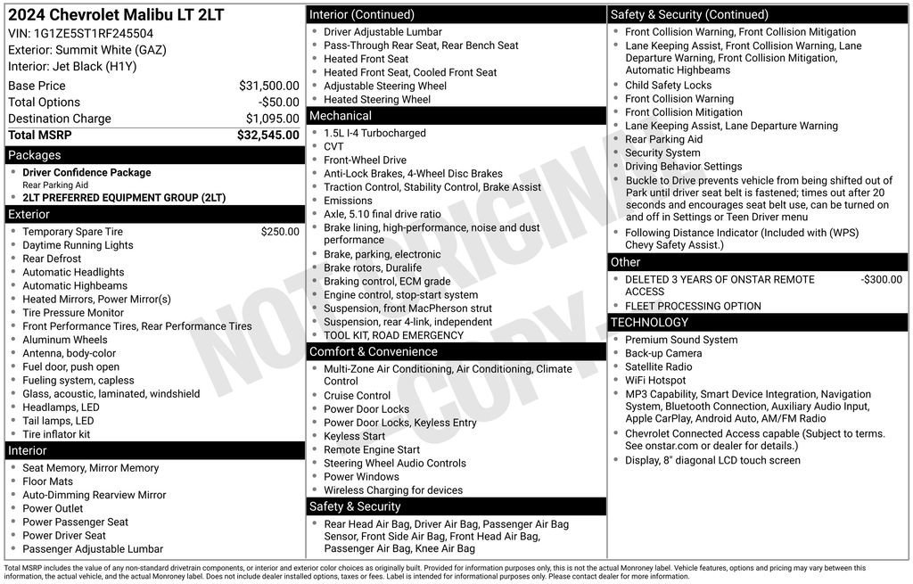 chevrolet malibu 2024 1G1ZE5ST1RF245504 image chevrolet malibu 2024 1G1ZE5ST1RF245504 image