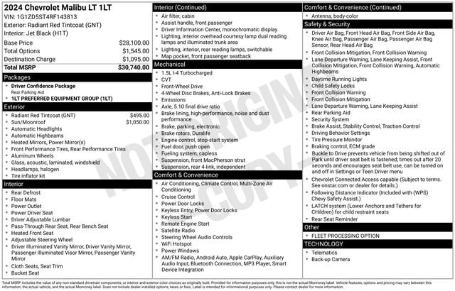 chevrolet malibu 2024 1G1ZD5ST4RF143813 image chevrolet malibu 2024 1G1ZD5ST4RF143813 image