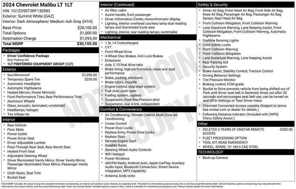 chevrolet malibu 2024 1G1ZD5ST3RF130583 image chevrolet malibu 2024 1G1ZD5ST3RF130583 image