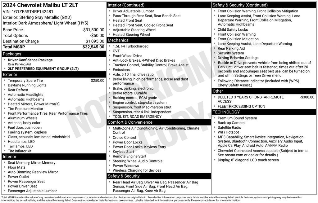 chevrolet malibu 2024 1G1ZE5ST4RF142481 image chevrolet malibu 2024 1G1ZE5ST4RF142481 image
