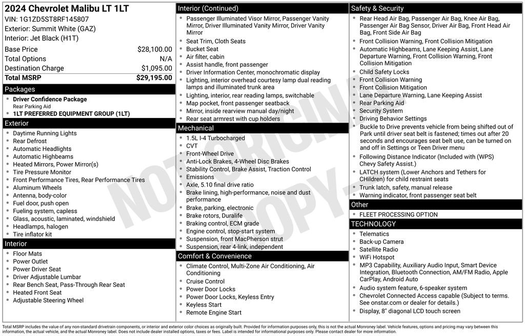 chevrolet malibu 2024 1G1ZD5ST8RF145807 image chevrolet malibu 2024 1G1ZD5ST8RF145807 image