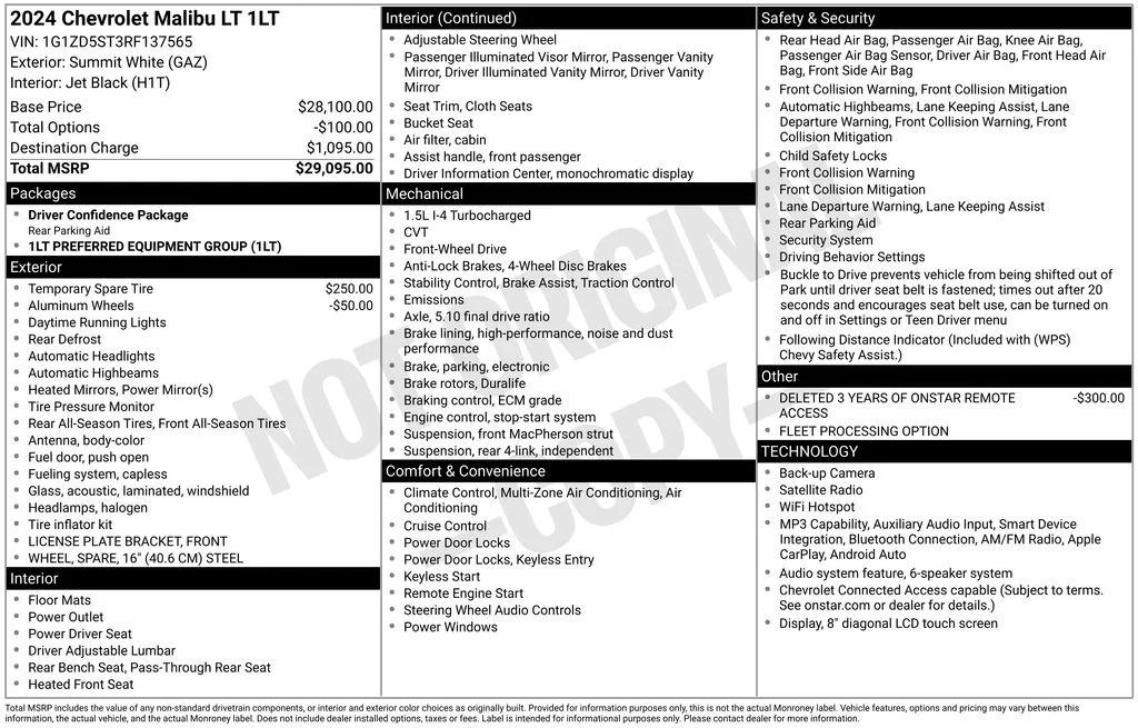 chevrolet malibu 2024 1G1ZD5ST3RF137565 image chevrolet malibu 2024 1G1ZD5ST3RF137565 image