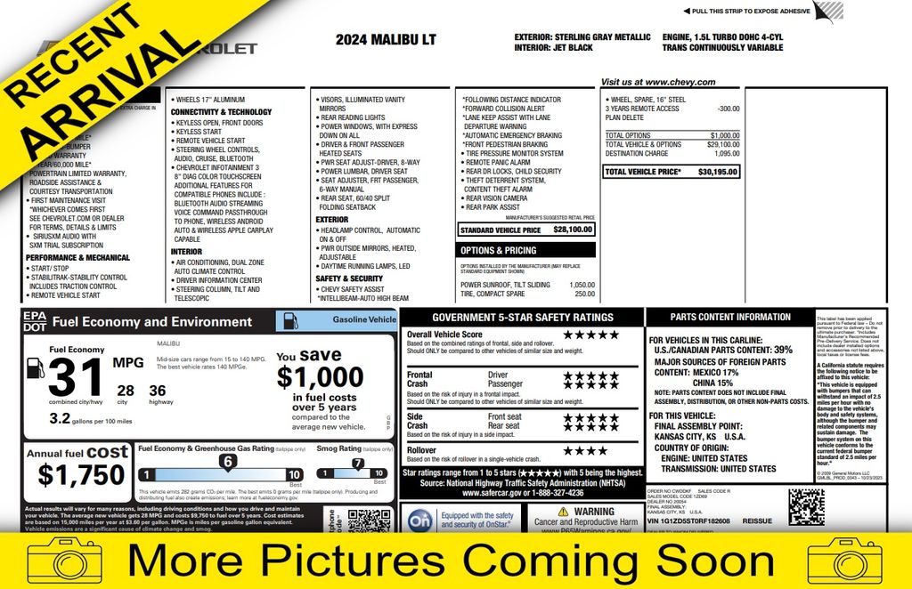 chevrolet malibu 2024 1G1ZD5ST0RF182608 image chevrolet malibu 2024 1G1ZD5ST0RF182608 image
