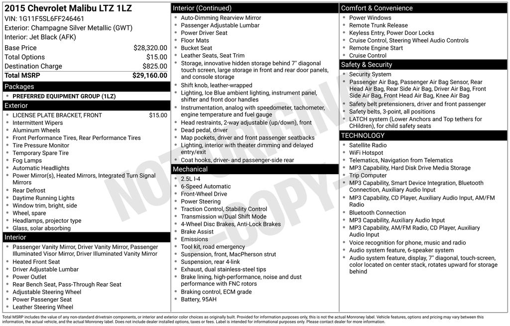 chevrolet malibu 2015 1G11F5SL6FF246461 image chevrolet malibu 2015 1G11F5SL6FF246461 image