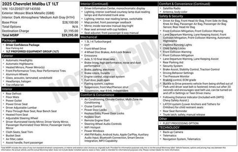 chevrolet malibu 2025 1G1ZD5ST1SF143550 image chevrolet malibu 2025 1G1ZD5ST1SF143550 image